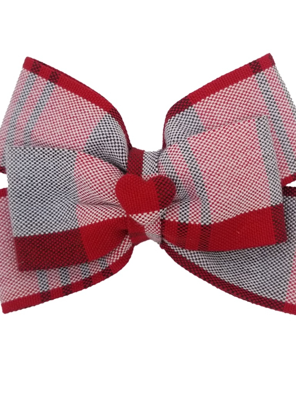 Back to School Uniform Plaid Small Bow with Heart Button Center- Plaid 259